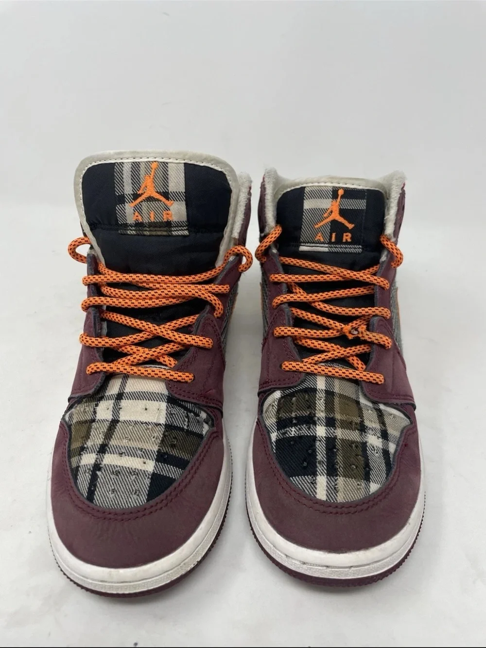 Size 5YUS - Nike Air Jordan 1 Mid Plaid Night Maroon Black White FD5460-608